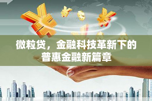 平镇微粒贷，金融科技革新下的普惠金融新篇章
