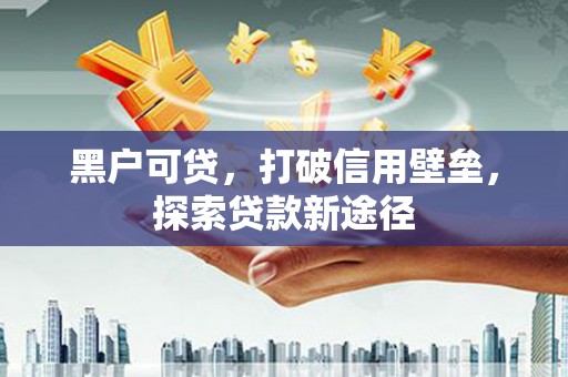 平镇黑户可贷，打破信用壁垒，探索贷款新途径