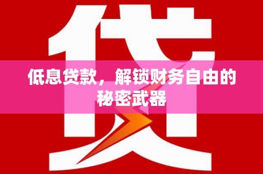平镇低息贷款，解锁财务自由的秘密武器