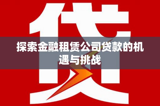 平镇探索金融租赁公司贷款的机遇与挑战