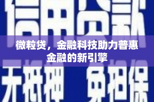 平镇微粒贷，金融科技助力普惠金融的新引擎