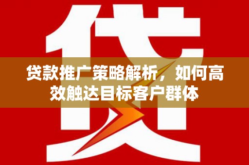 平镇贷款推广策略解析，如何高效触达目标客户群体