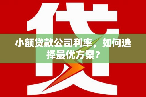 平镇小额贷款公司利率，如何选择最优方案？