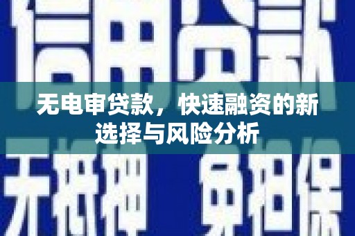 平镇无电审贷款，快速融资的新选择与风险分析