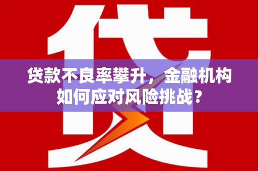 平镇贷款不良率攀升，金融机构如何应对风险挑战？