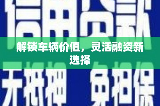 平镇解锁车辆价值，灵活融资新选择